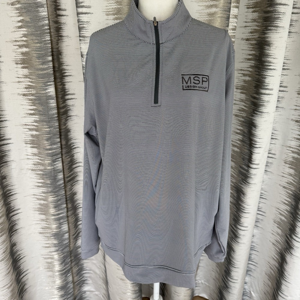 Peter Millar  MPS Design Perth Stripe Performance Quarter-Zip Gray White Mens XL